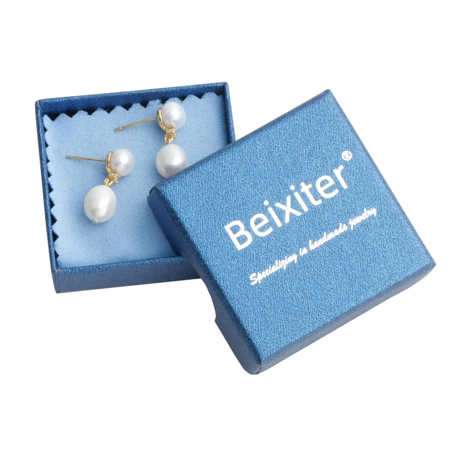 14K Gold Plated Cultured White Baroque Pearl Dangling Drop Earrings for Women Trendy