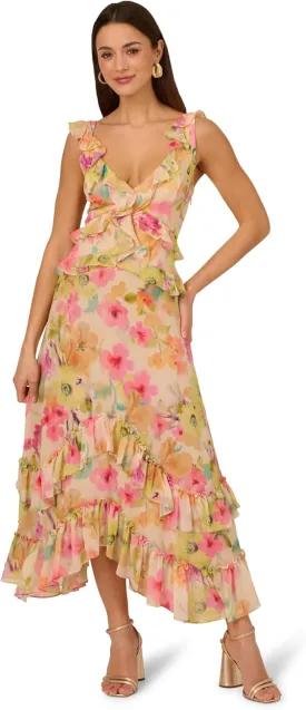 Adrianna Papell Women's Printed Chiffon Maxi Dress