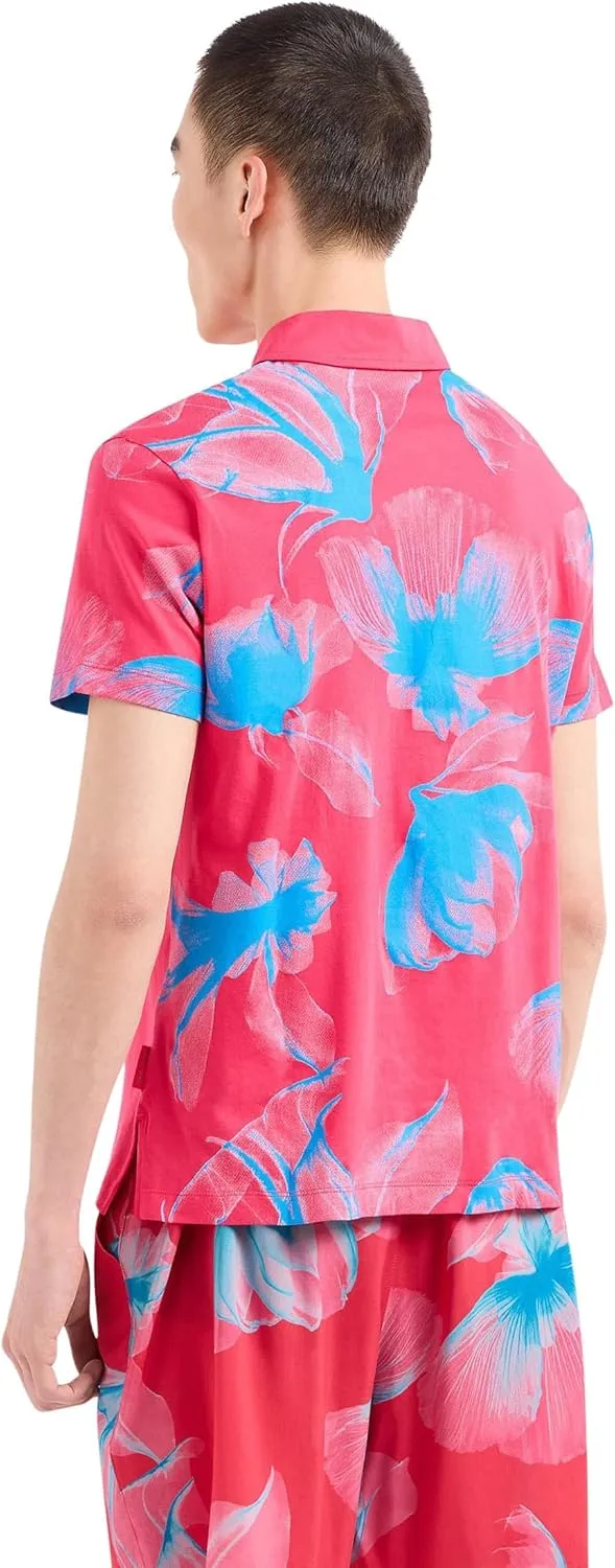 Armani Exchange Men's Regular Fit Cotton Floral Polo