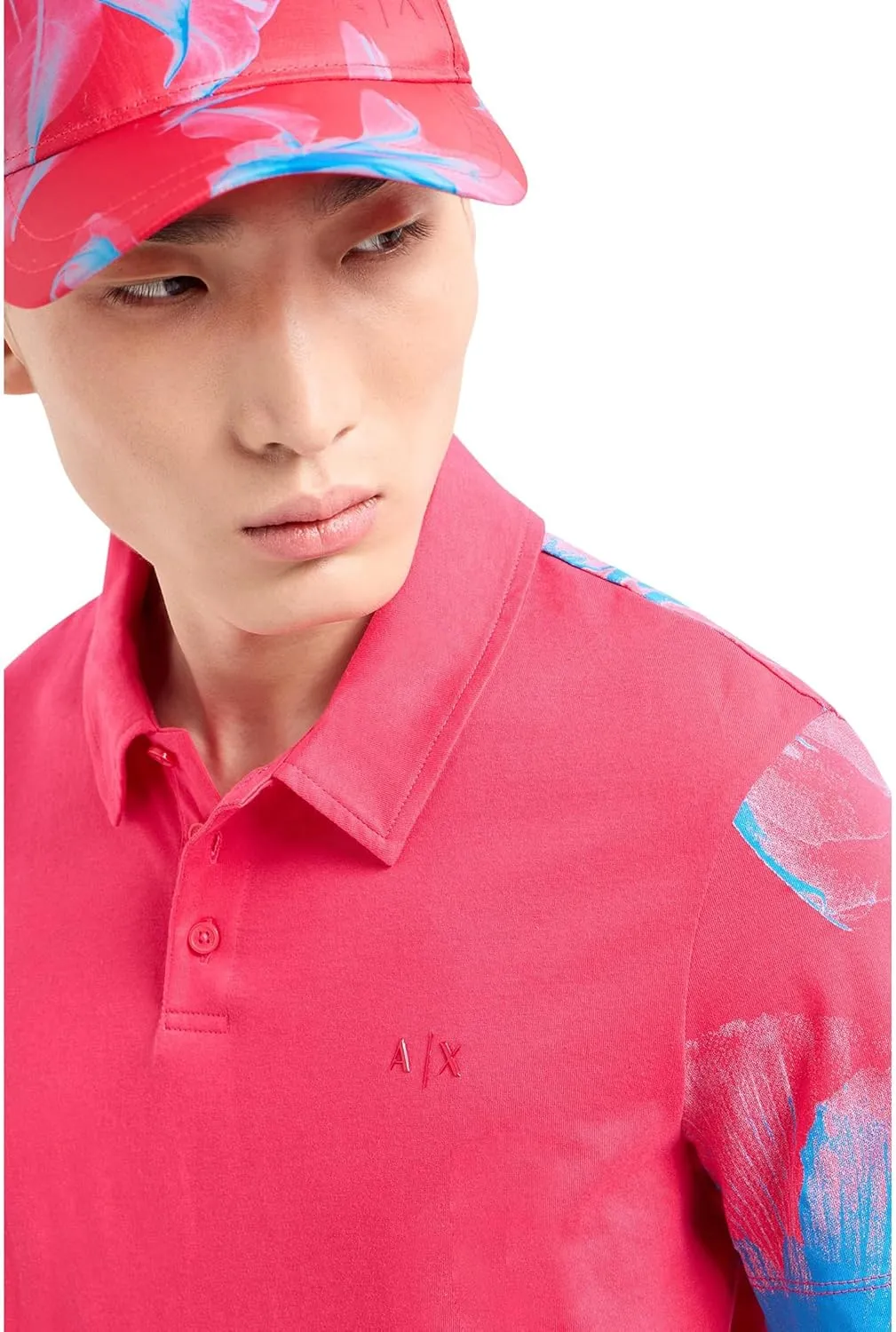 Armani Exchange Men's Regular Fit Cotton Floral Polo