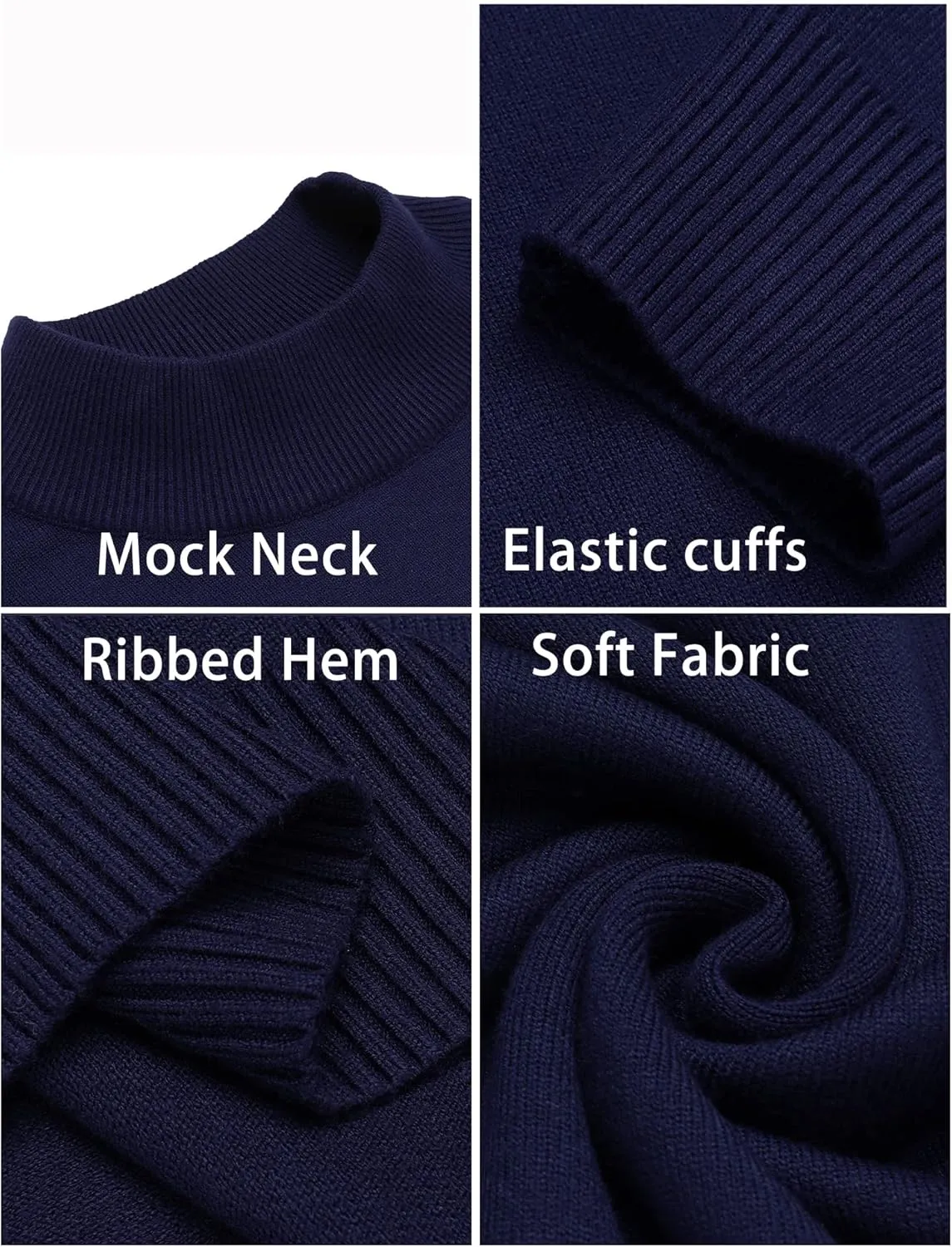 Babioboa Men's Mock Turtleneck Sweater Slim Fit Half Turtleneck Long Sleeve Knit Pullover Thermal Casual Solid Knitwear
