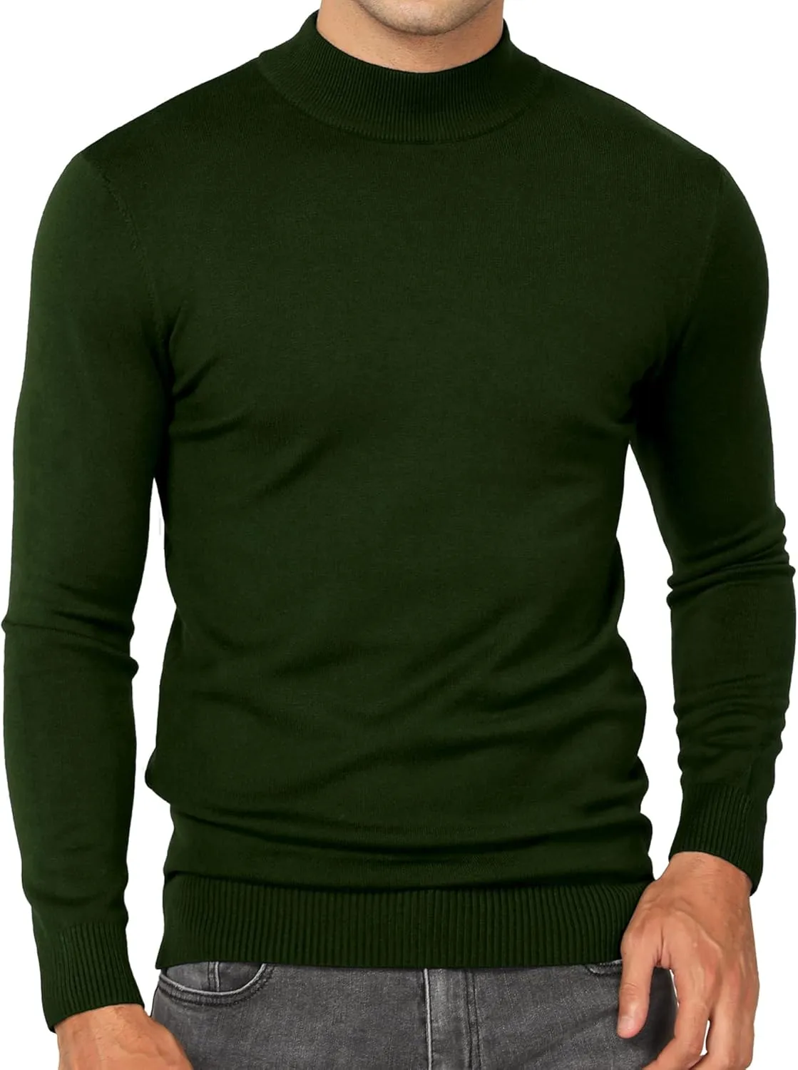 Babioboa Men's Mock Turtleneck Sweater Slim Fit Half Turtleneck Long Sleeve Knit Pullover Thermal Casual Solid Knitwear