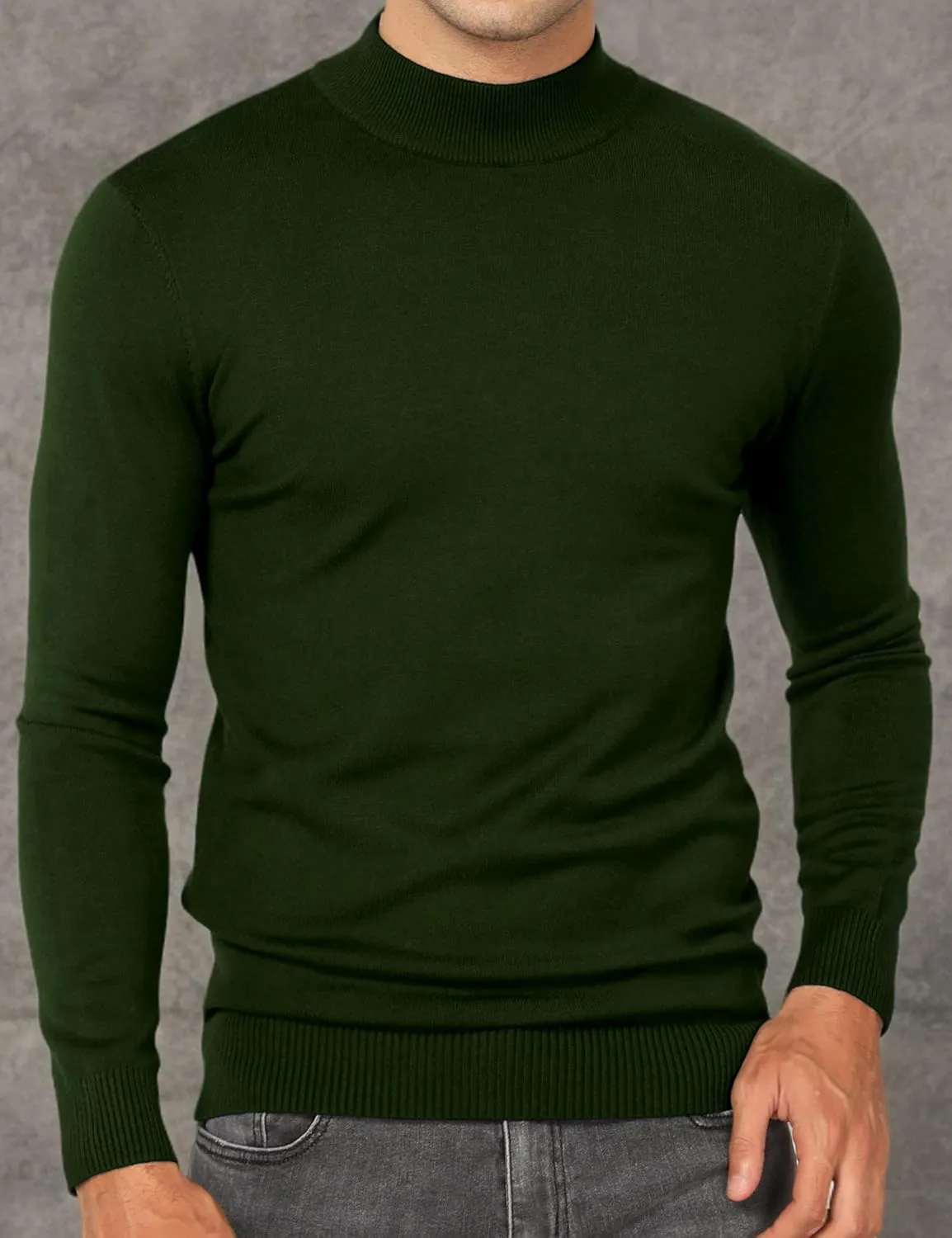Babioboa Men's Mock Turtleneck Sweater Slim Fit Half Turtleneck Long Sleeve Knit Pullover Thermal Casual Solid Knitwear