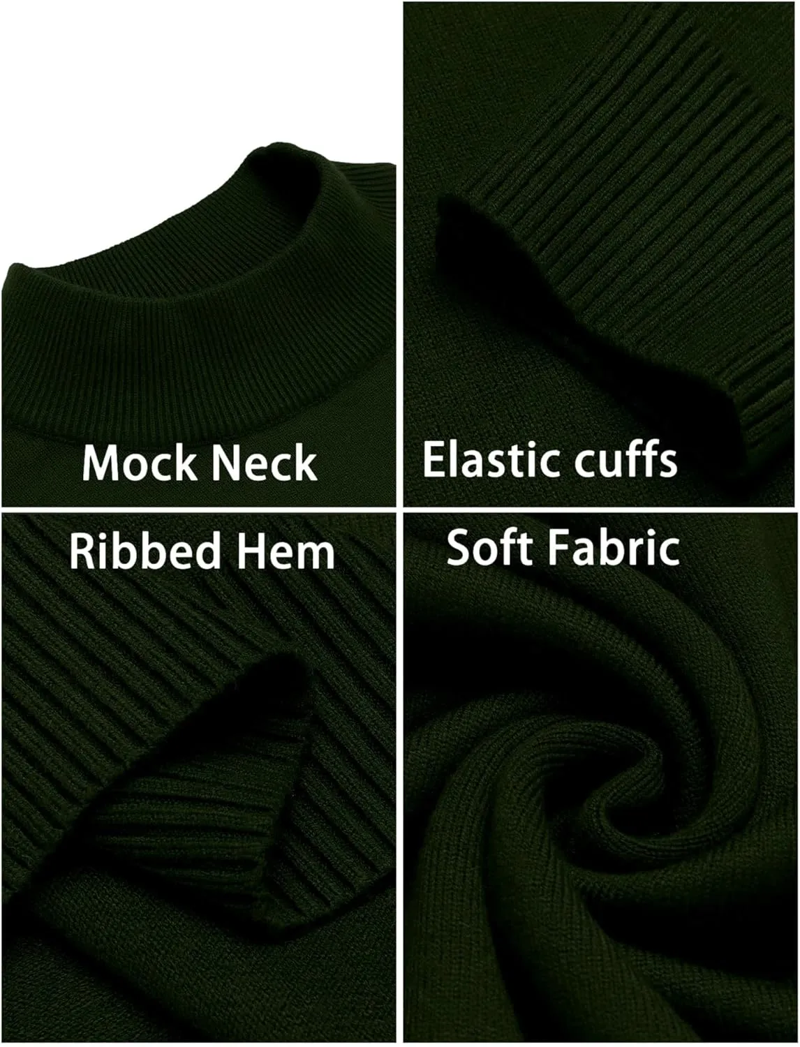 Babioboa Men's Mock Turtleneck Sweater Slim Fit Half Turtleneck Long Sleeve Knit Pullover Thermal Casual Solid Knitwear