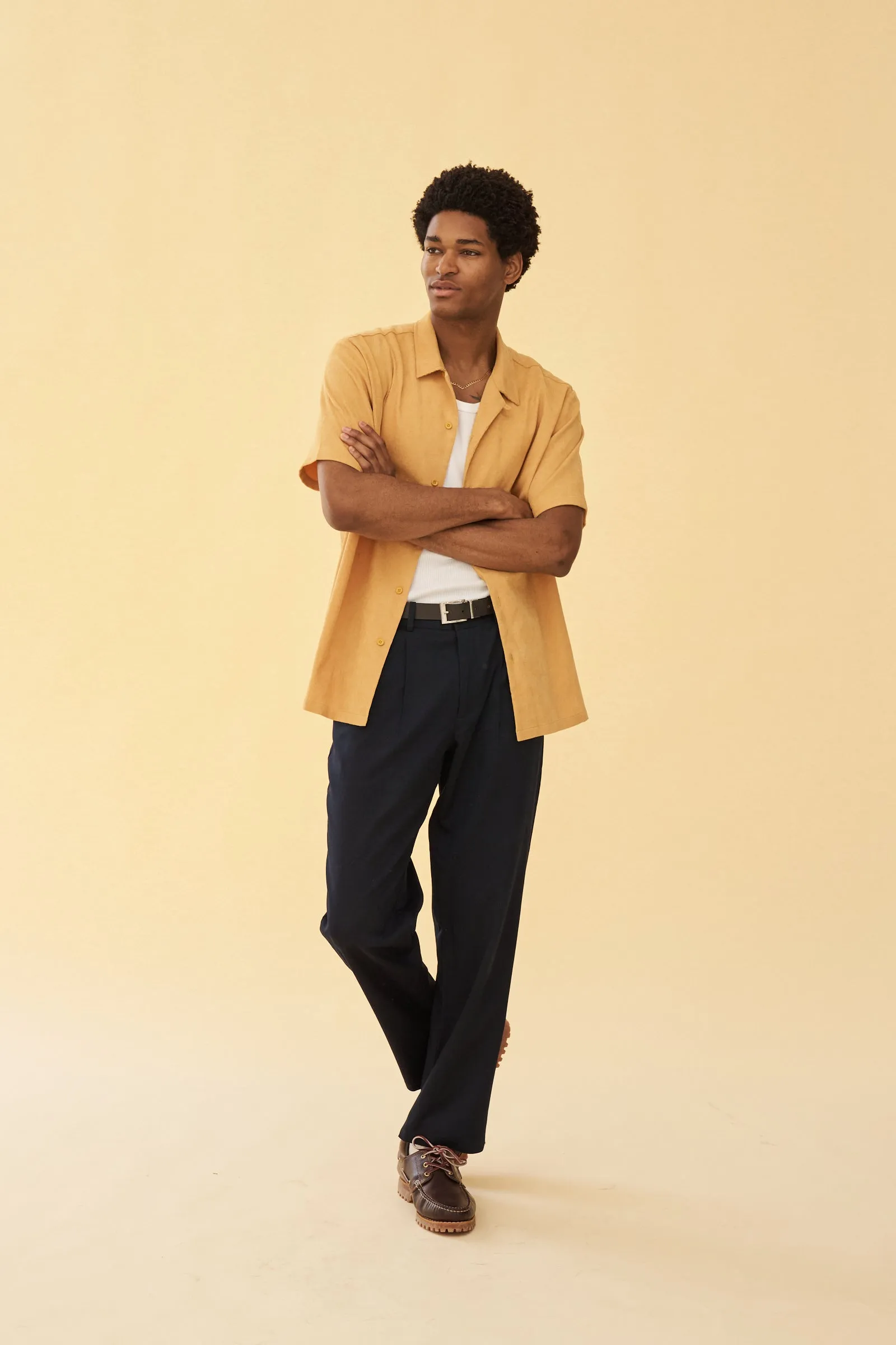 bound 'Mustard' Cord Towel SS Shirt