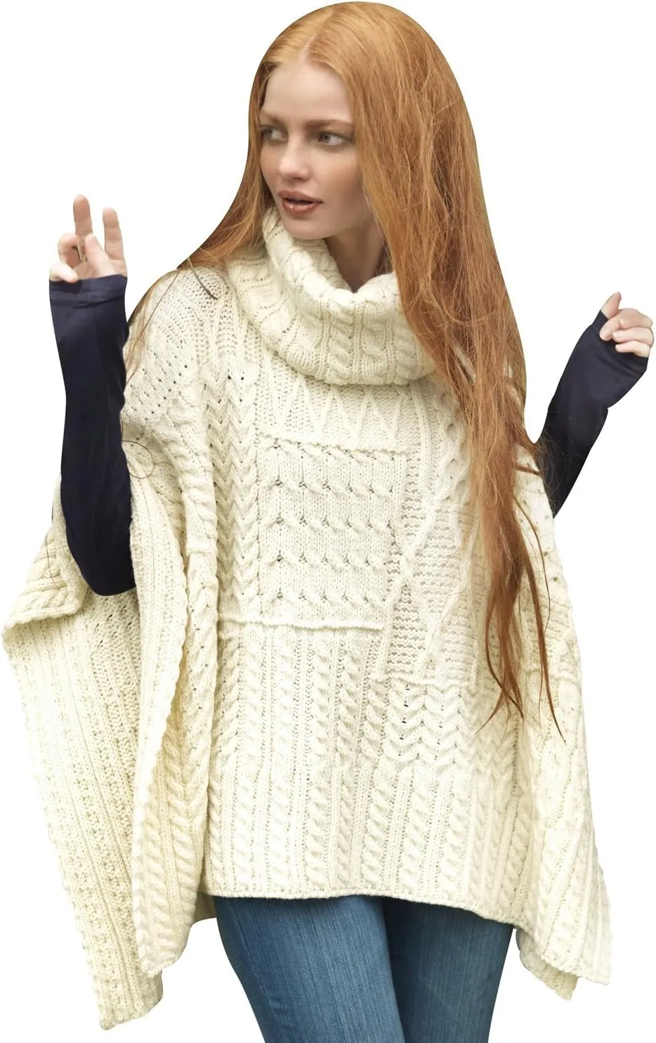 Carraig Donn 100% Irish Merino Wool Patchwork Aran Cowl Cape.
