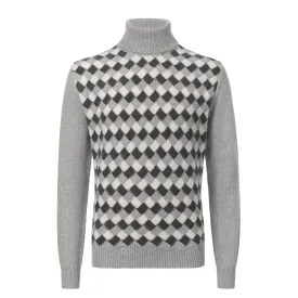 Cashmere Checked Sweater in Grey