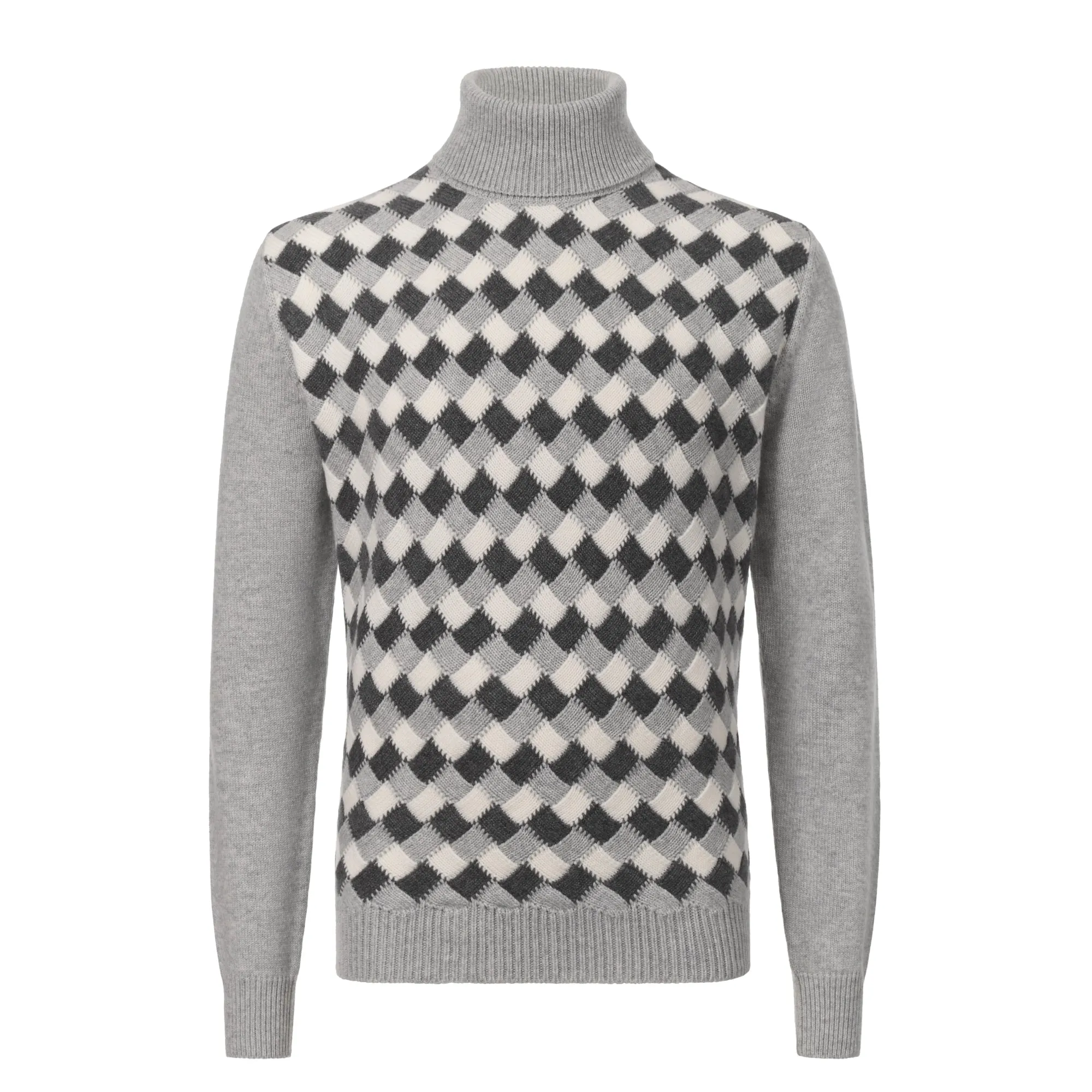 Cashmere Checked Sweater in Grey