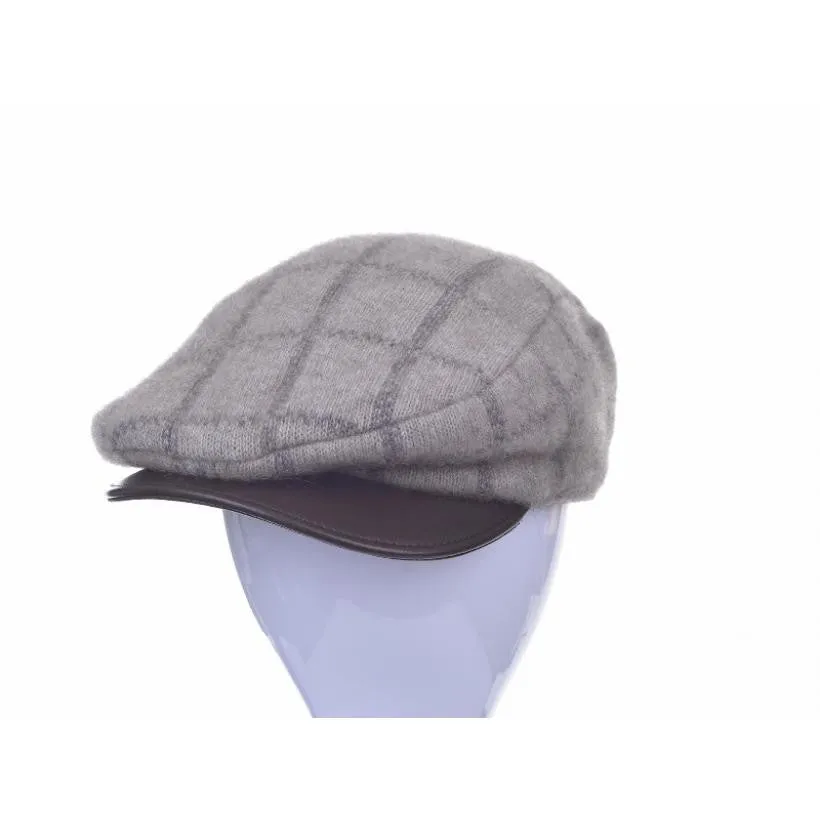 Check Cheesecutter Cap with Lambskin Peak