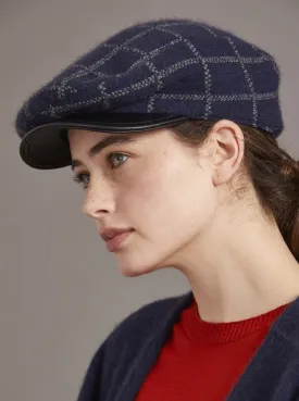Check Cheesecutter Cap with Lambskin Peak