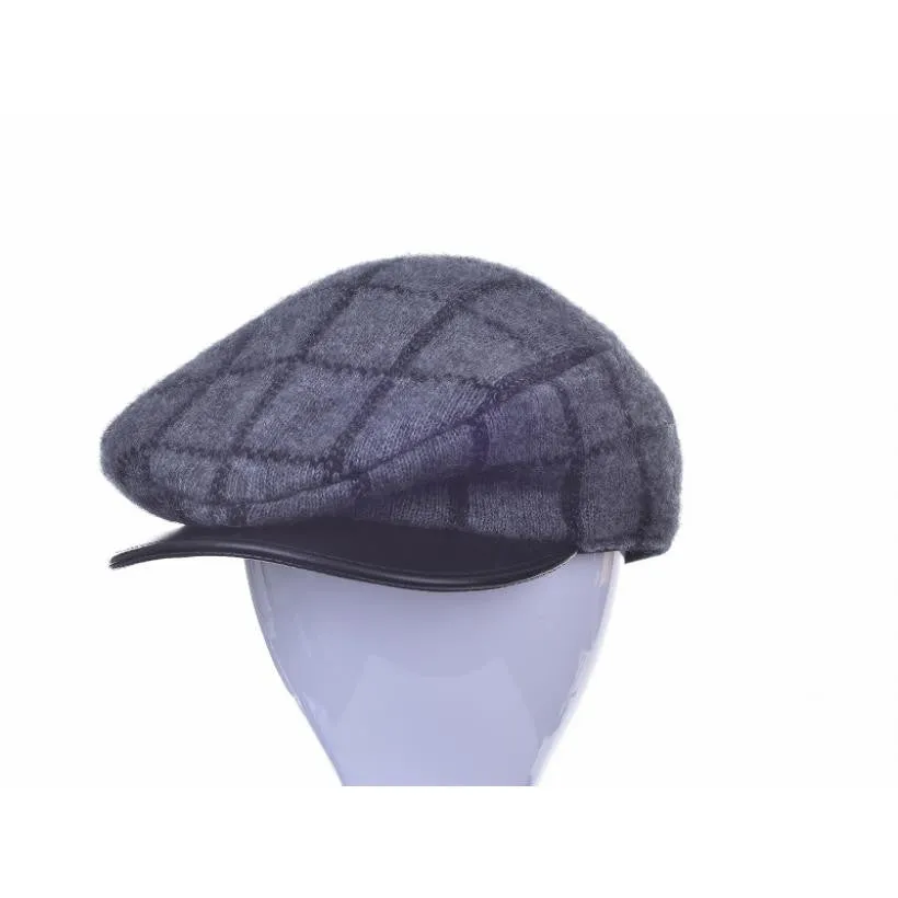 Check Cheesecutter Cap with Lambskin Peak