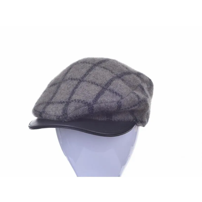 Check Cheesecutter Cap with Lambskin Peak