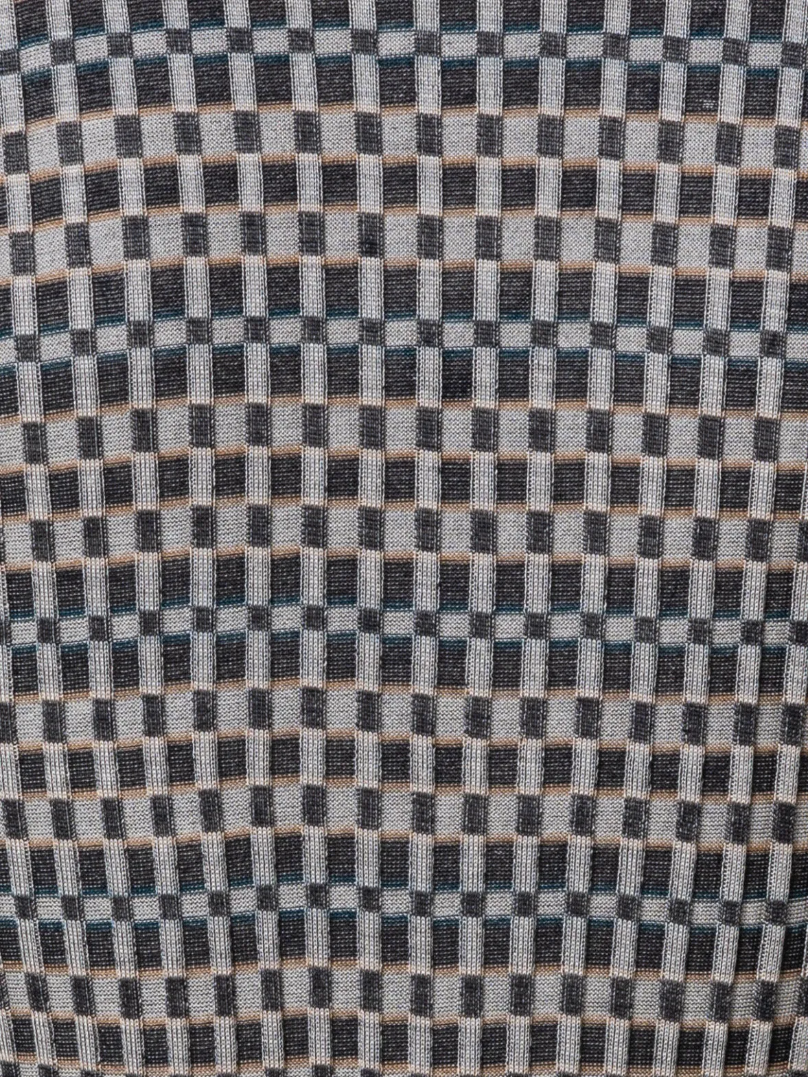 Checked Silk Rib Knit Pullover