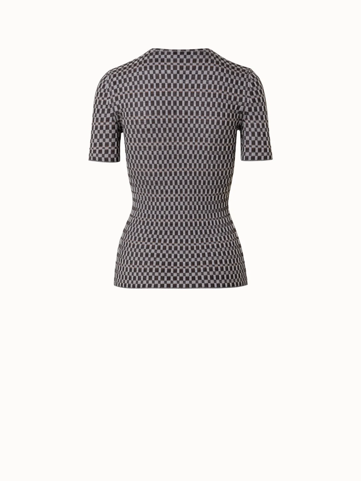 Checked Silk Rib Knit Pullover