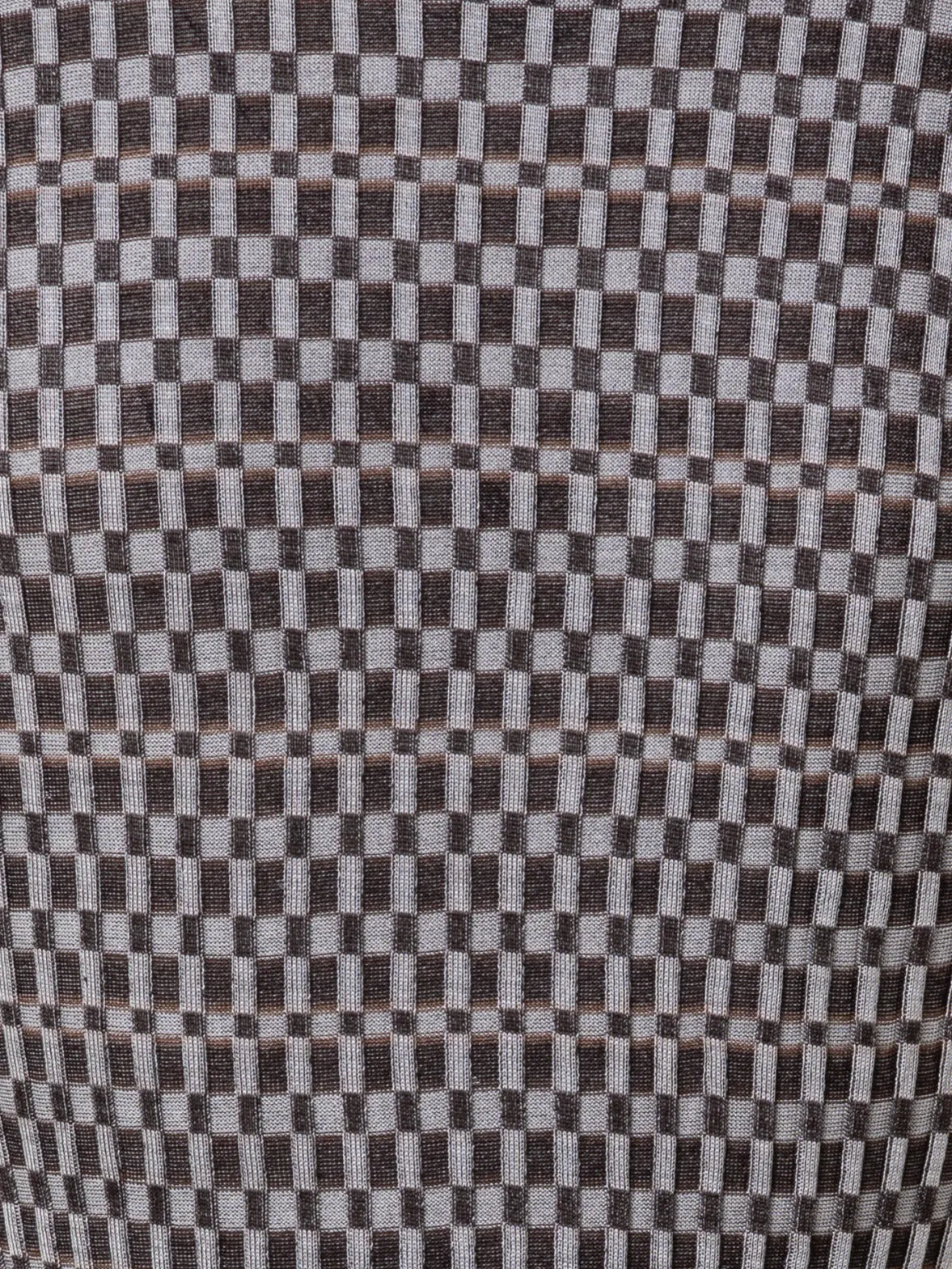 Checked Silk Rib Knit Pullover
