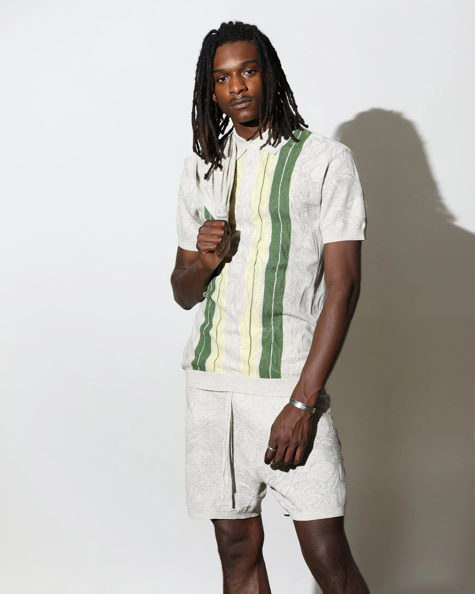 Citron Gauzy Knit Striped Polo (FINAL SALE)