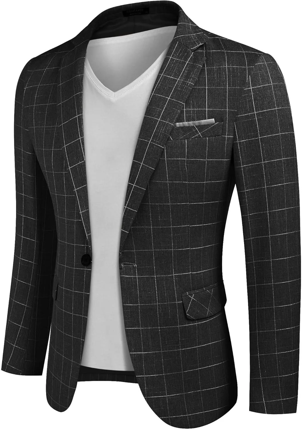COOFANDY Men's Plaid Blazer One Button Casual Lightweight Checked Sport Coat