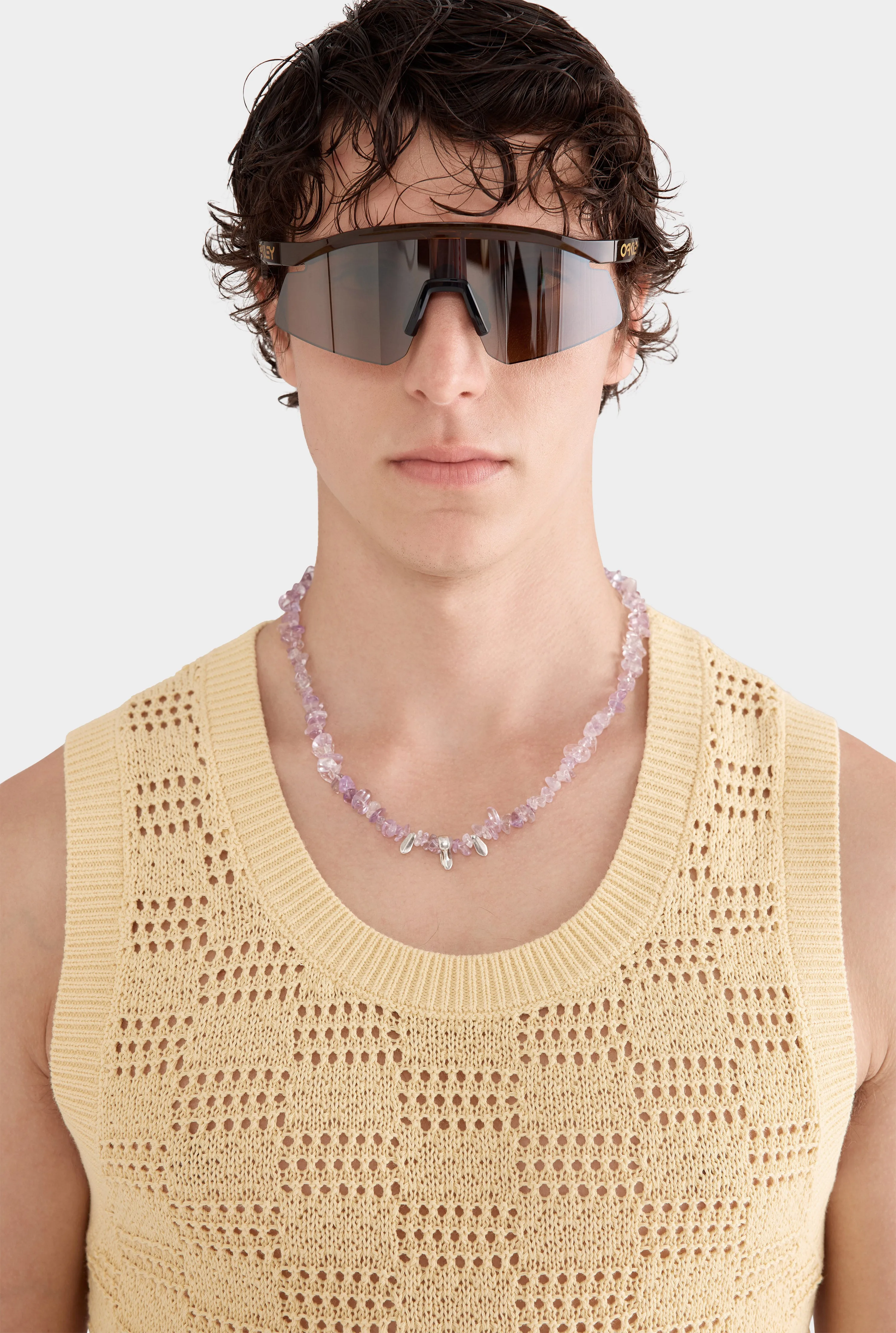 Cotton Crochet Check Tank - Butter