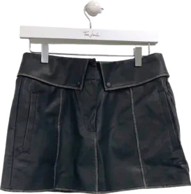 Couture Black Leather Mini Skirt UK 8