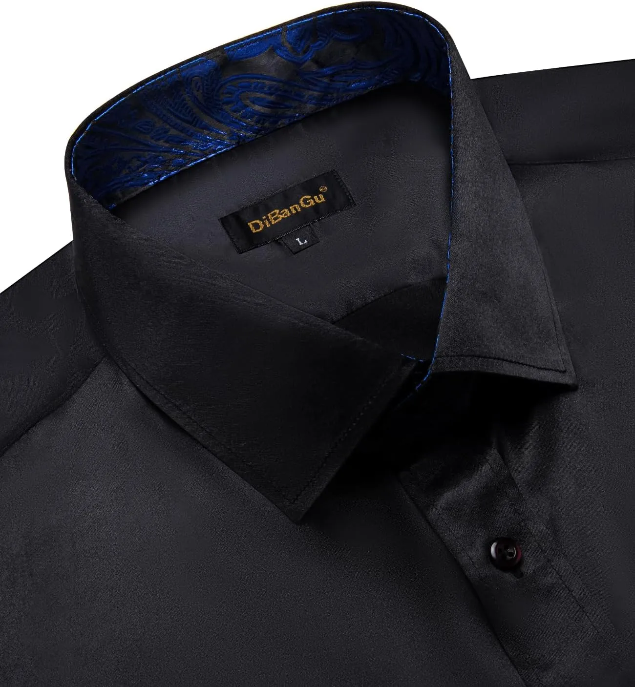 DiBanGu Satin Shirt and Tie Sets for Men Dress Shirts Long Sleeve Inner Contrast Men's Casual Button-Down Shirts S-3XL