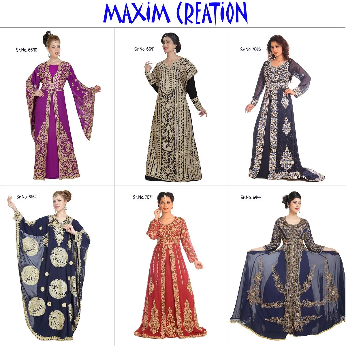 Floral Digital Printed Haute Coutre Kaftan Embroidery
