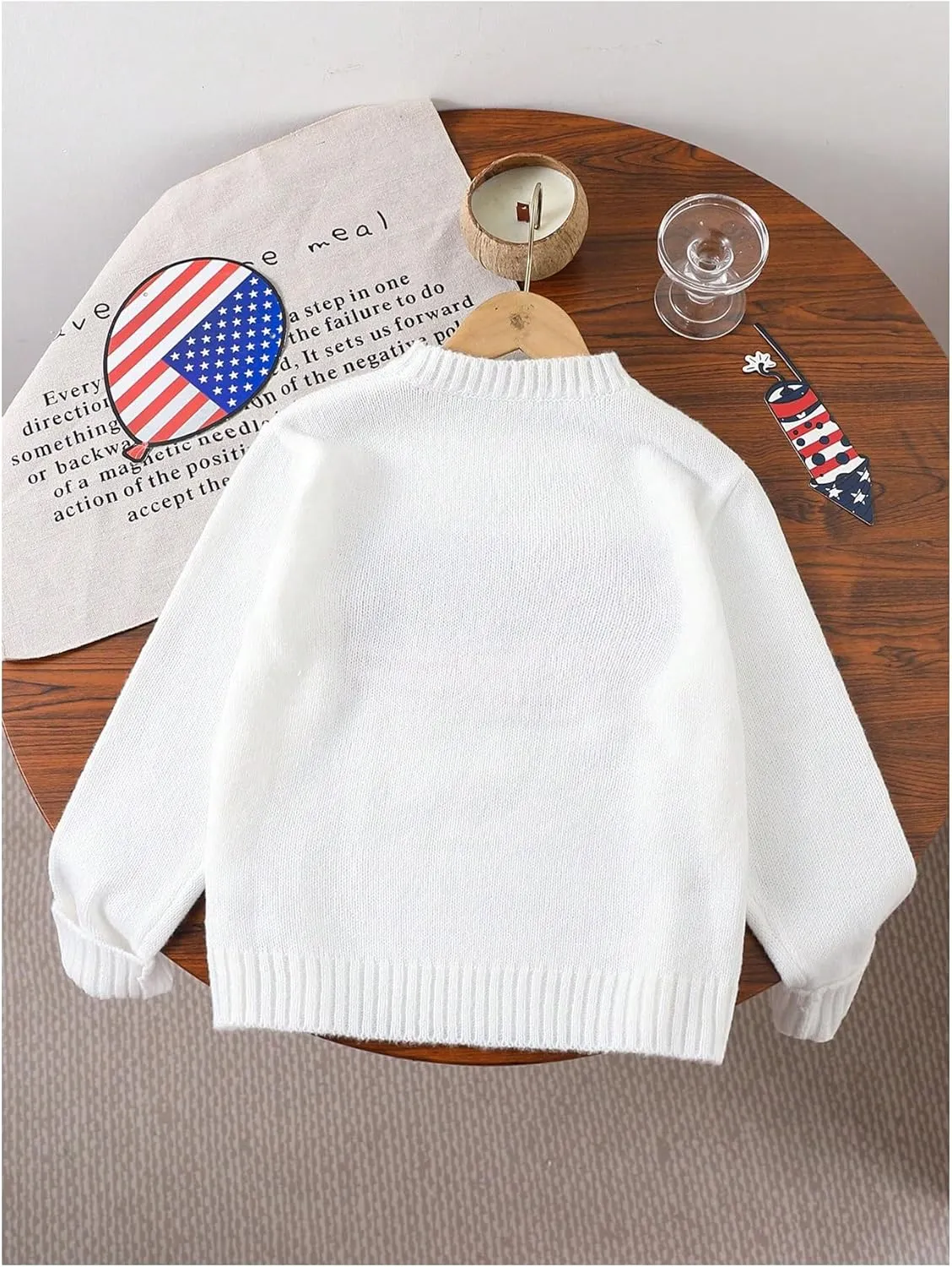 GORGLITTER Girl's American Flag Graphic Sweater Crewneck Long Sleeve Knit Pullover Tops