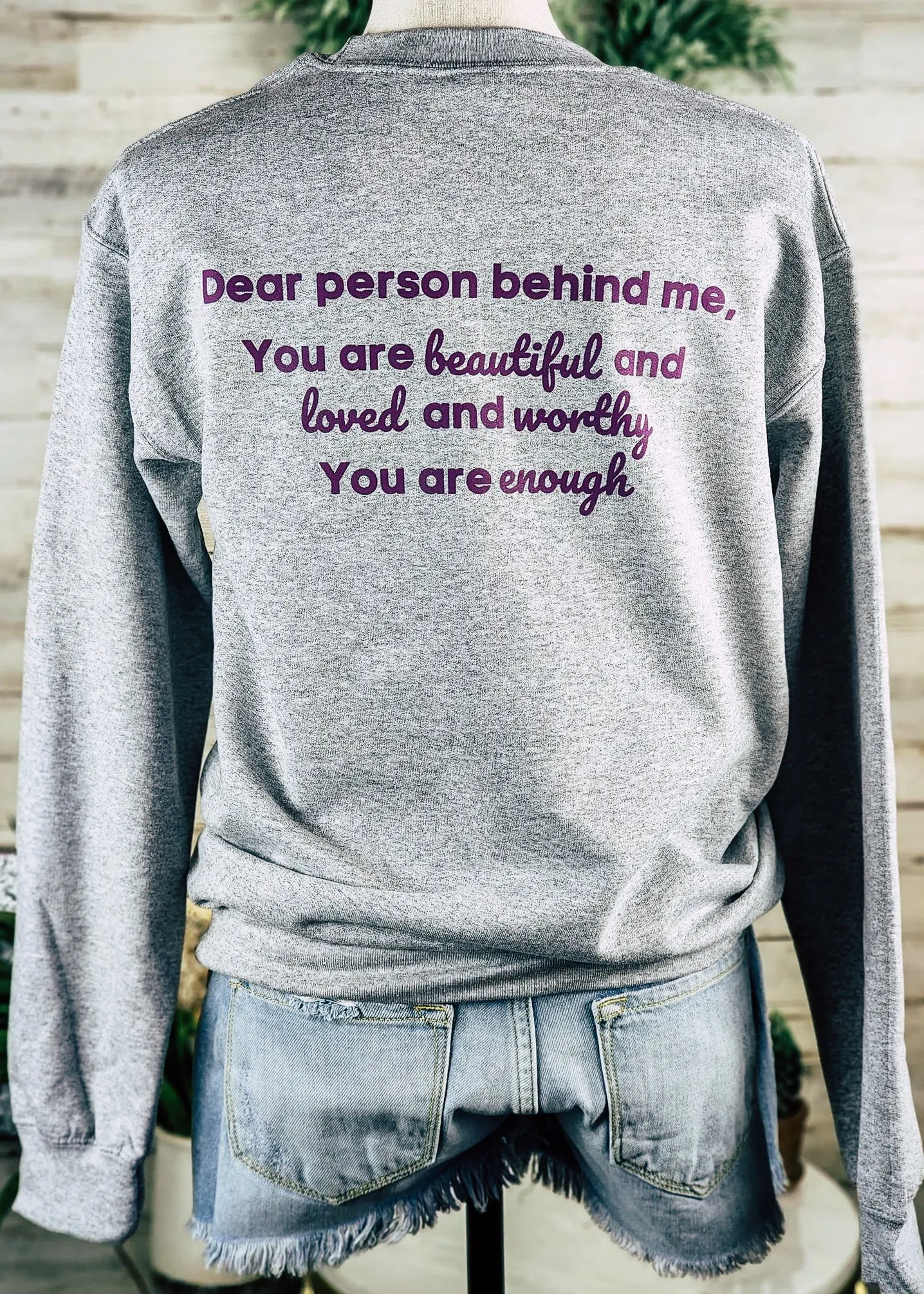 Grey Dear Person Behind Me Crewneck Sweatshirt