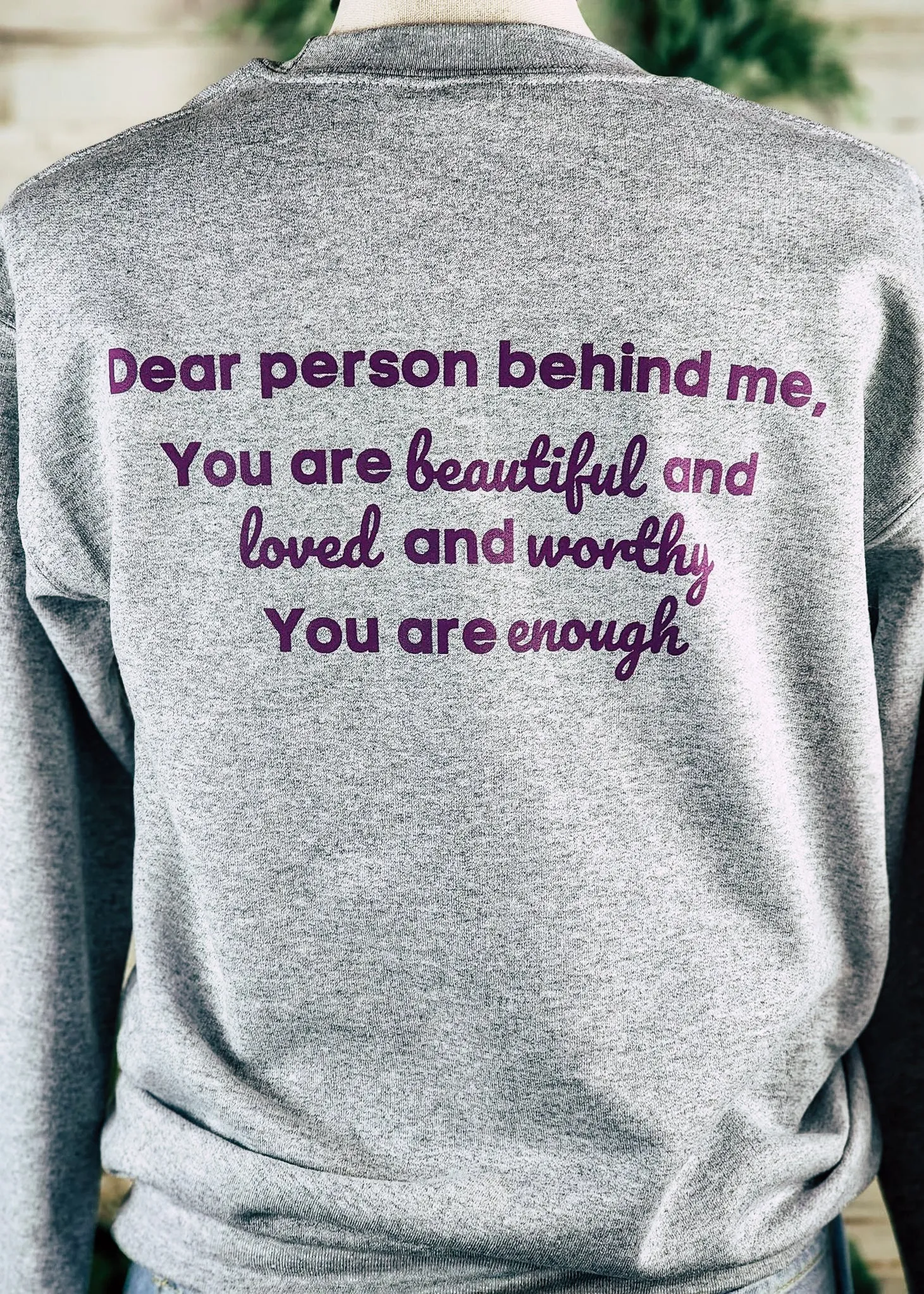 Grey Dear Person Behind Me Crewneck Sweatshirt