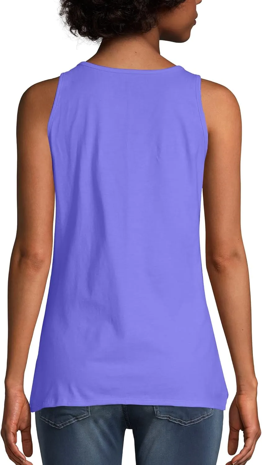 Hanes Women's Scoopneck Cotton Jersey Tank, Classic Cotton Tank Top, Lightweight Cotton Tank for Women