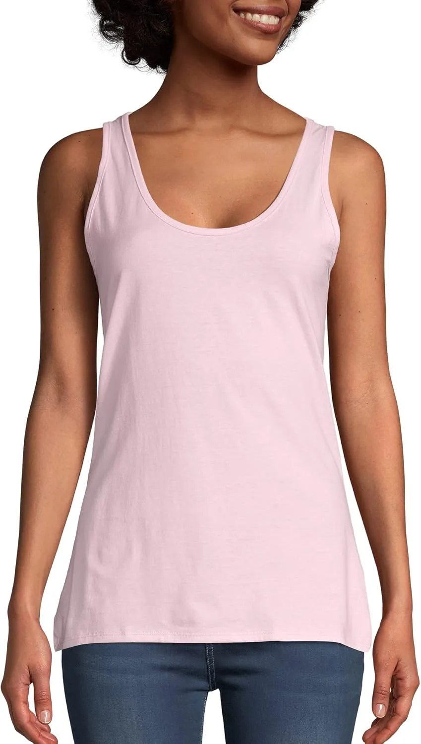 Hanes Women's Scoopneck Cotton Jersey Tank, Classic Cotton Tank Top, Lightweight Cotton Tank for Women