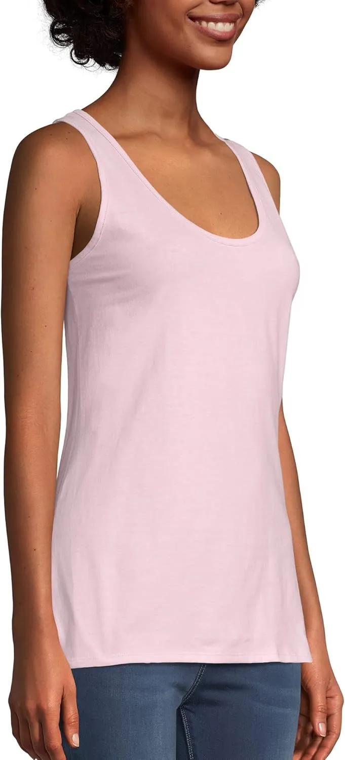 Hanes Women's Scoopneck Cotton Jersey Tank, Classic Cotton Tank Top, Lightweight Cotton Tank for Women