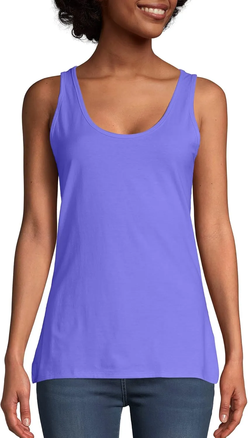 Hanes Women's Scoopneck Cotton Jersey Tank, Classic Cotton Tank Top, Lightweight Cotton Tank for Women