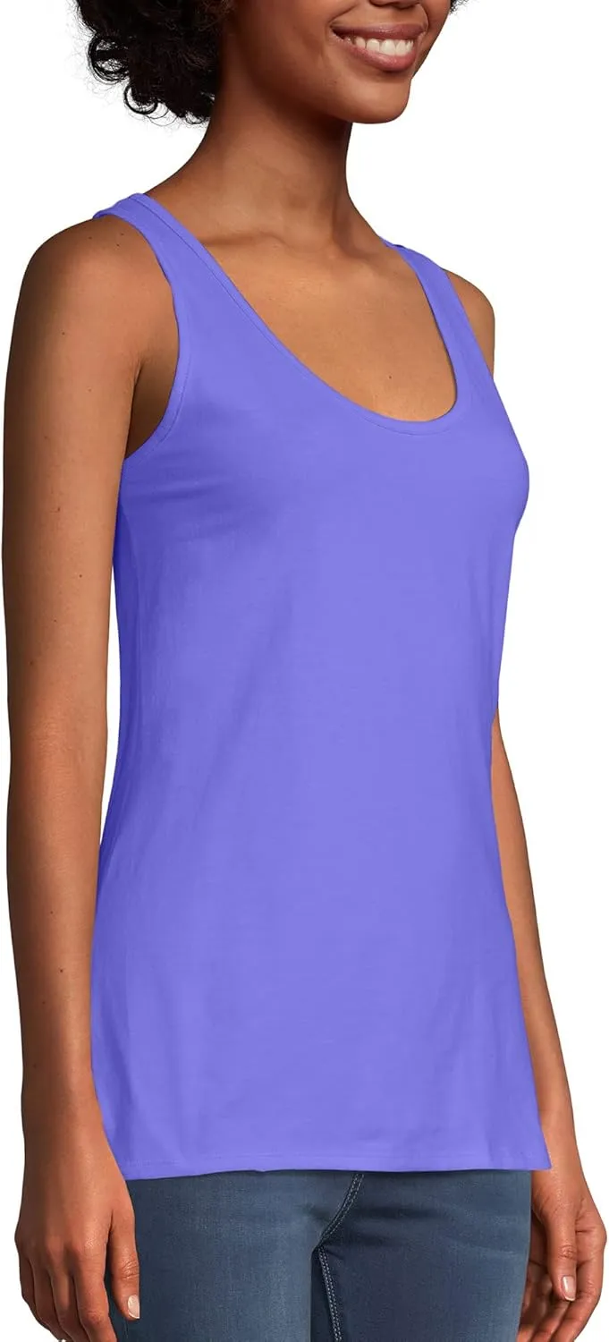 Hanes Women's Scoopneck Cotton Jersey Tank, Classic Cotton Tank Top, Lightweight Cotton Tank for Women