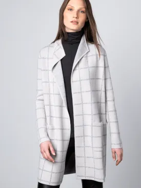 KINROSS Cashmere Reversible Checked Light Grey Cardigan LFSC2-132