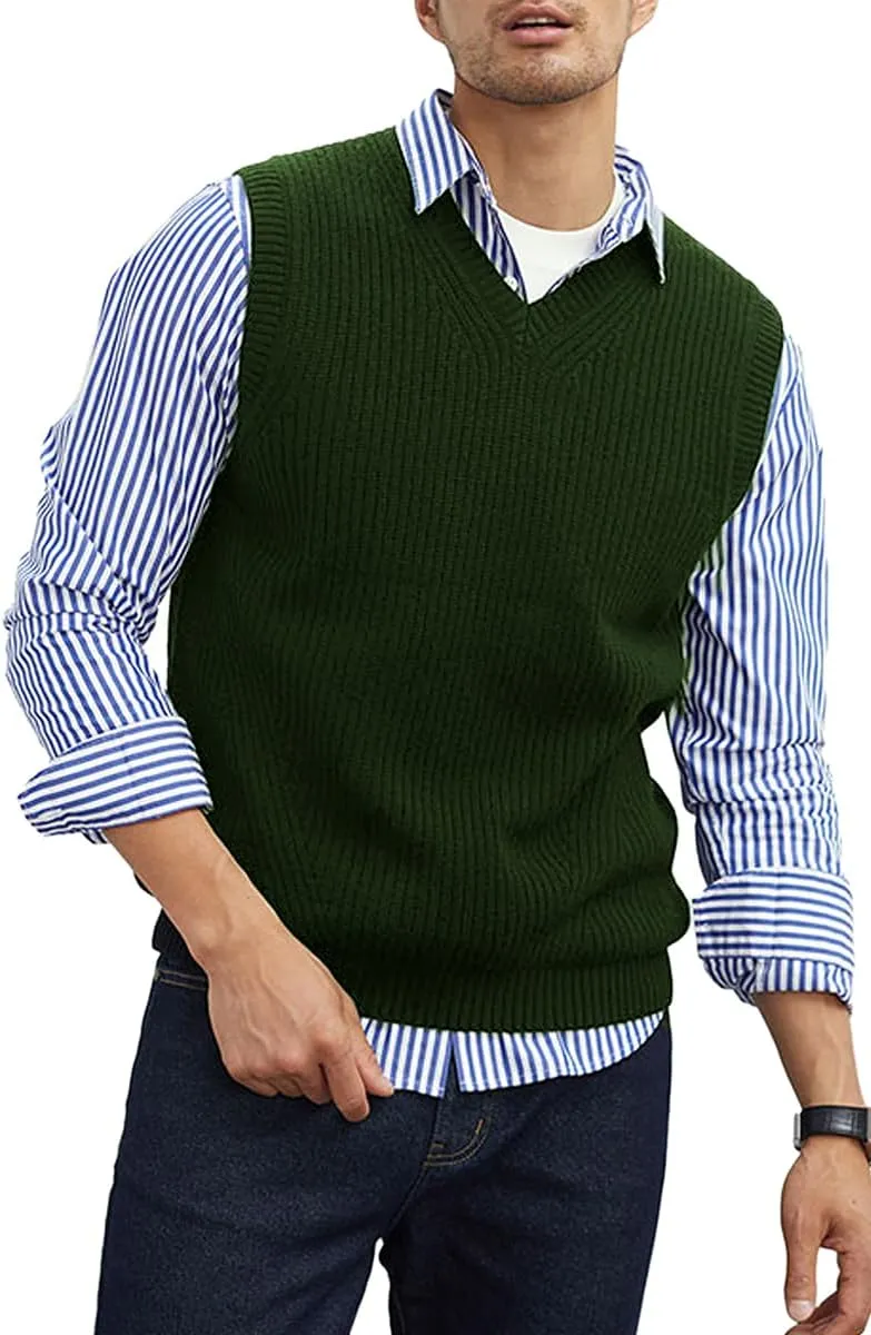 Men's V-Neck Sweater Vest | Anti-Pilling & Anti-Static | Lightweight Thermal Sleeveless Pullover for Casual & Formal Outfits