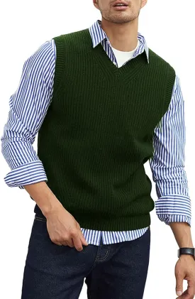Men's V-Neck Sweater Vest | Anti-Pilling & Anti-Static | Lightweight Thermal Sleeveless Pullover for Casual & Formal Outfits