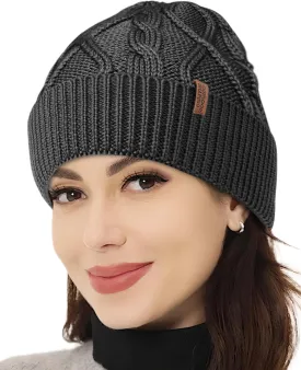 OUTDOOR SHAPING Merino Wool Beanie, Unisex Cable Knit Hat, Daily Rib Cuff Beanie, Warm Winter Cap