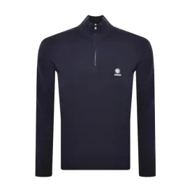 Sandbanks Logo Badge Navy Half Zip Sweatshirt