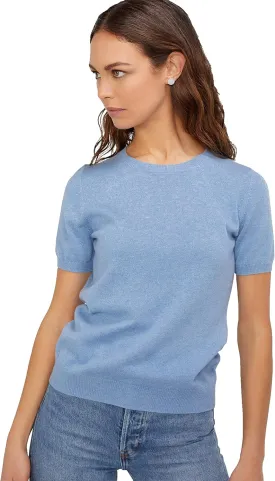 State Cashmere Womens Essential Short Sleeve Crewneck Sweater 100% Pure Cashmere Classic Tee Pullover
