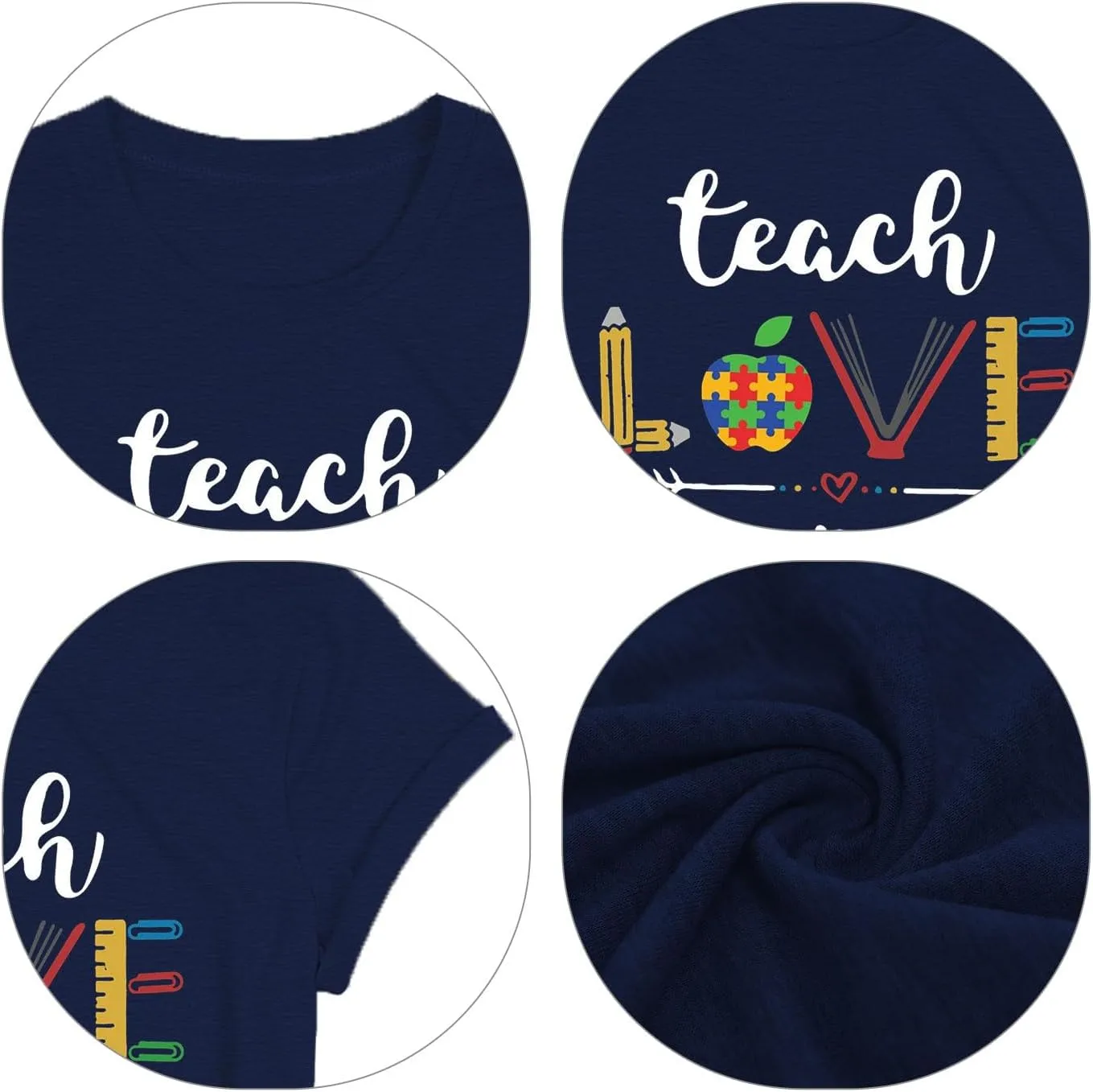 Teacher Shirts for Women Heart T-Shirt Women Teacher Appreciation Tee Teaching Support Tops