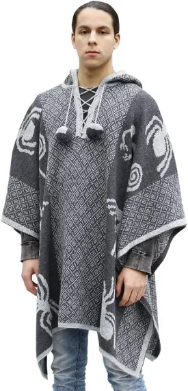 Thick Alpaca Blend Alpaca Wool Poncho For Women Men Cloak Cape Unisex Nazca Lines Design