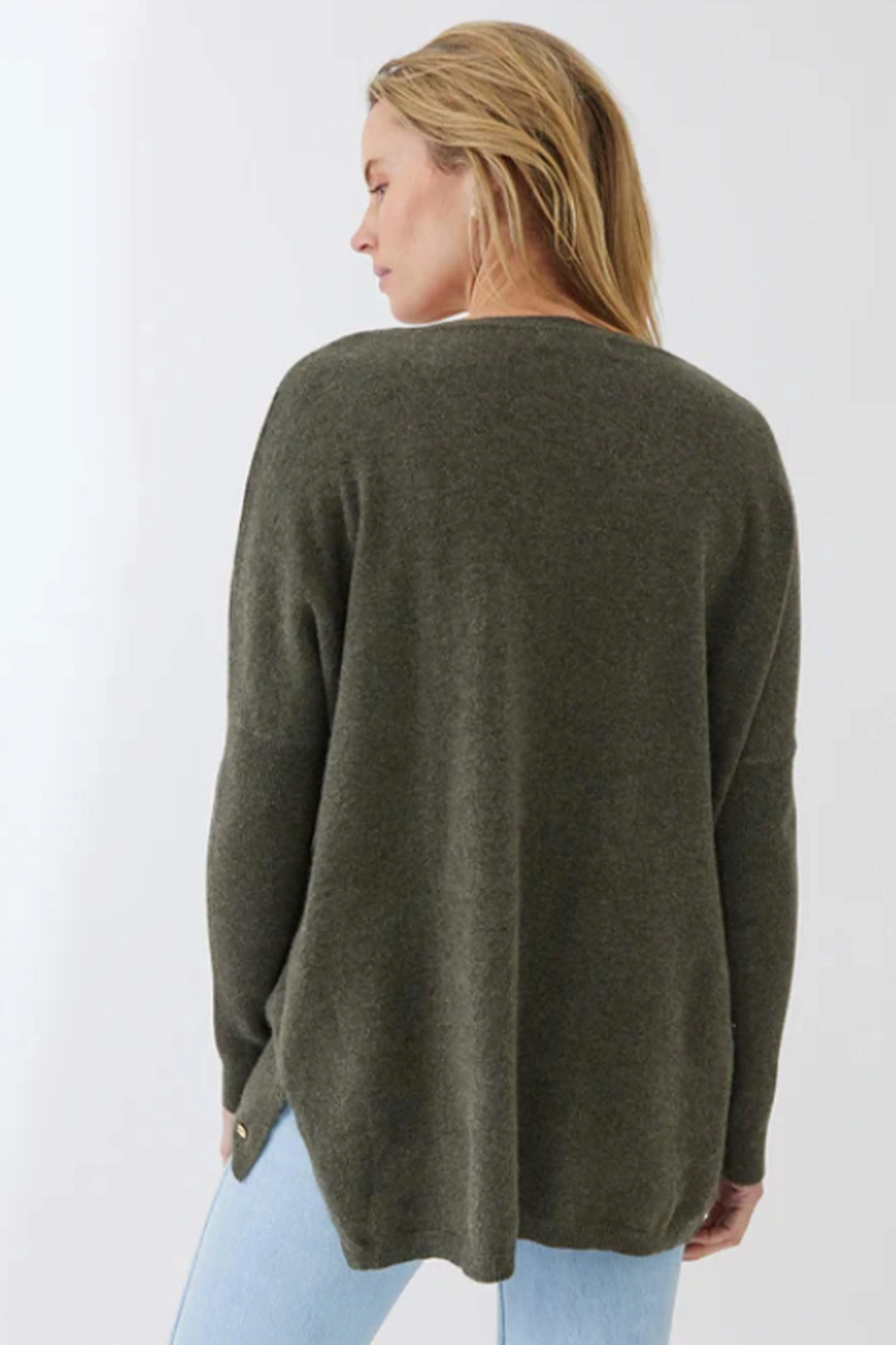 V-Neck Boyfriend Sweater | Military