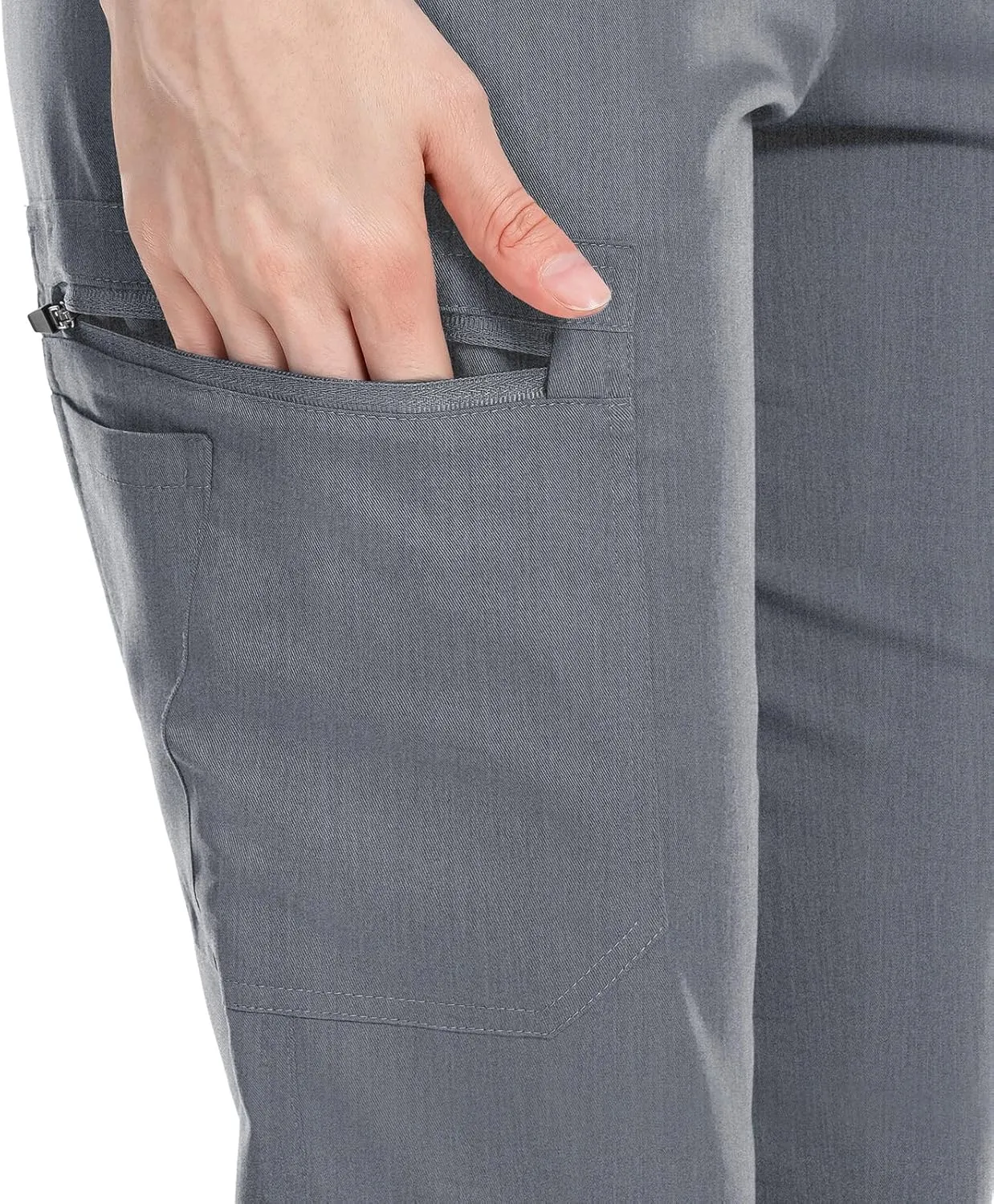 VIAOLI Scrubs for Women Set Modern V-Neck Top & 8 Pocket Jogger Pants Athletic Nursing Uniform Solid Stretch Workwear