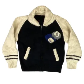 VINTAGE 1950s STYLE MENS BLACK COWICHAN GRAPHIC KNIT ROCKABILLY CARDIGAN S 38”
