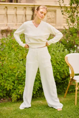 Wentworth Plain V Neck Sweater| Club White
