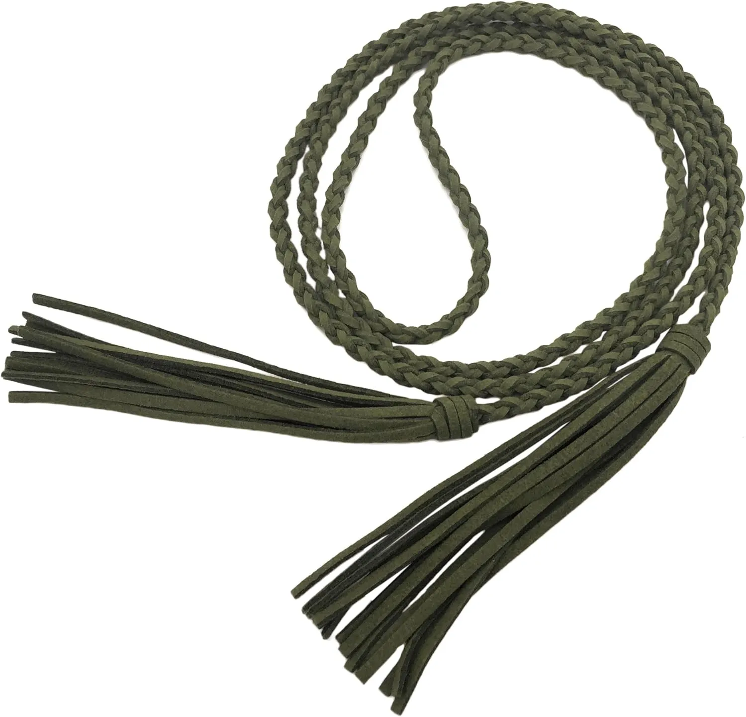 Women Girls Braided Waist Tie Belt/Rope with Tassel Wrap Cloth Belts for Dress Pants