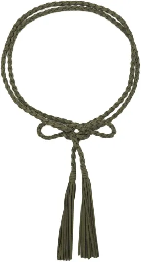 Women Girls Braided Waist Tie Belt/Rope with Tassel Wrap Cloth Belts for Dress Pants