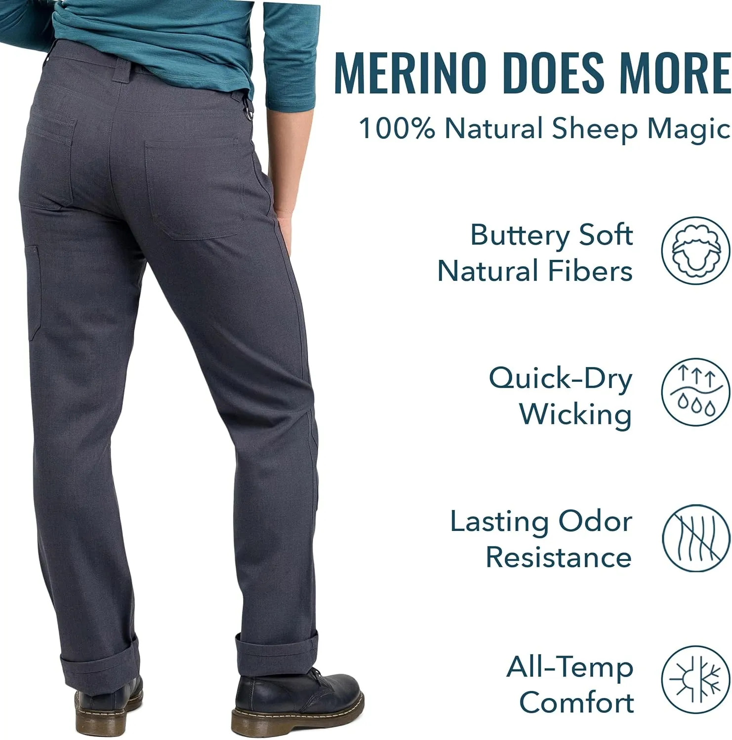 Women's Merino Longhaul Shop Pant by Woolly | Natural Stretch, Stink Free, Seattle Designed