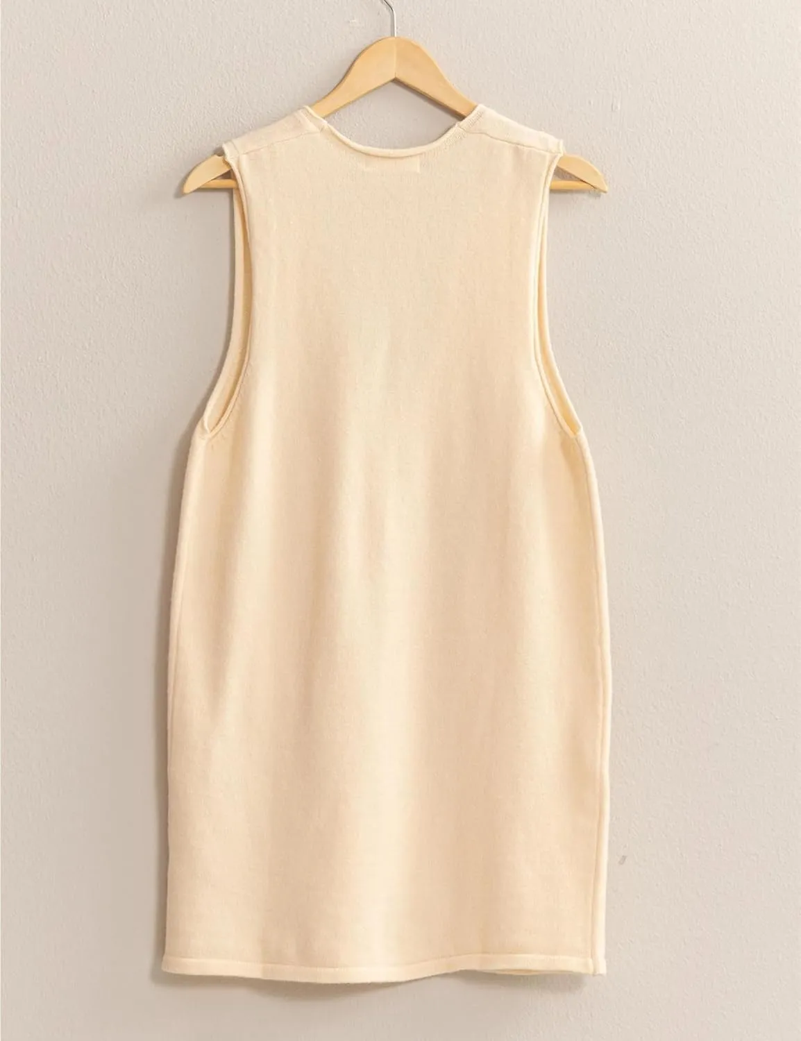 Womens Sweater Vest Dress V Neck Sleeveless Knit Pullover Pinafore Mini Dress with Pockets