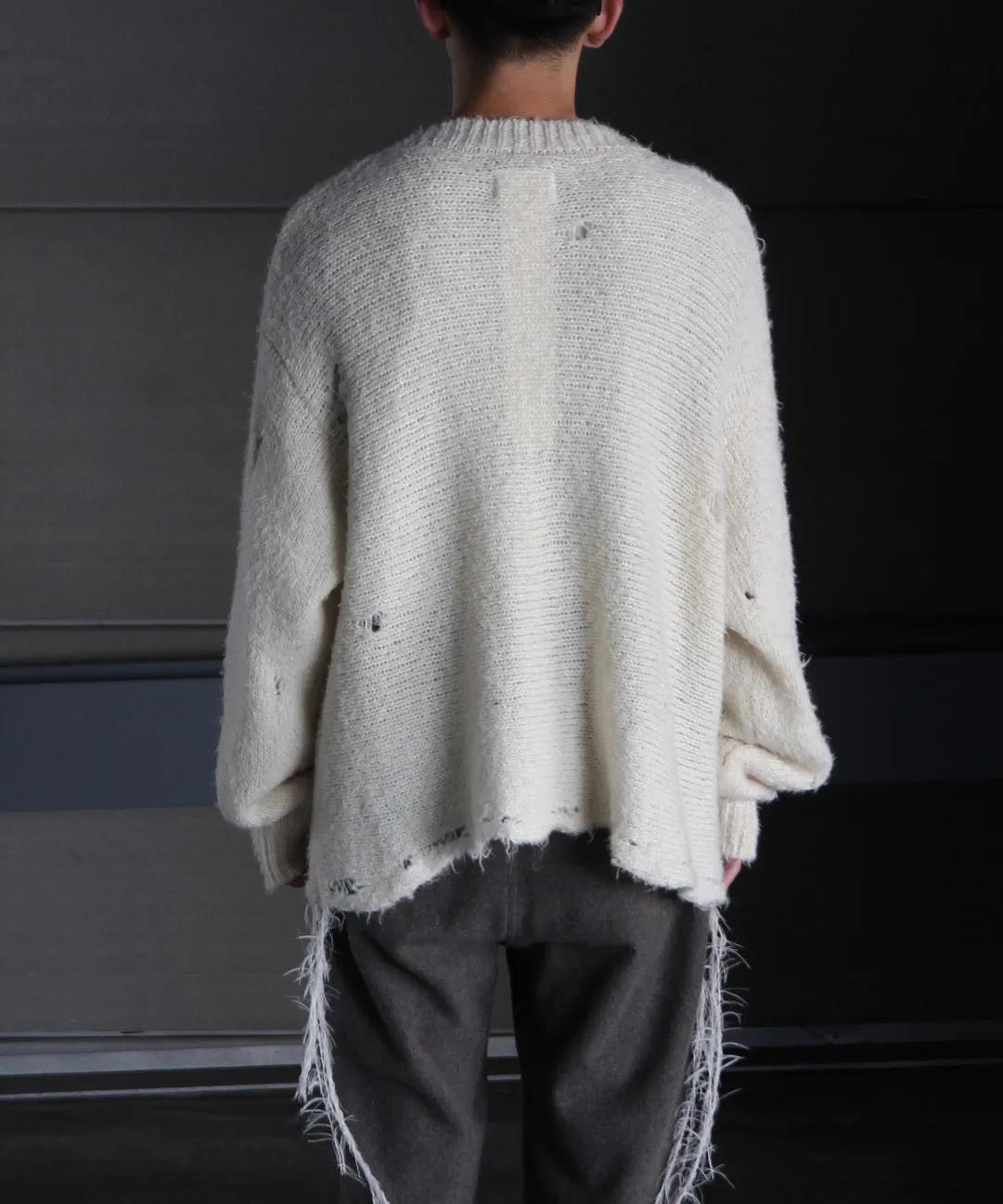 ZIP UP FUR YARN CARDIGAN "WHITE"